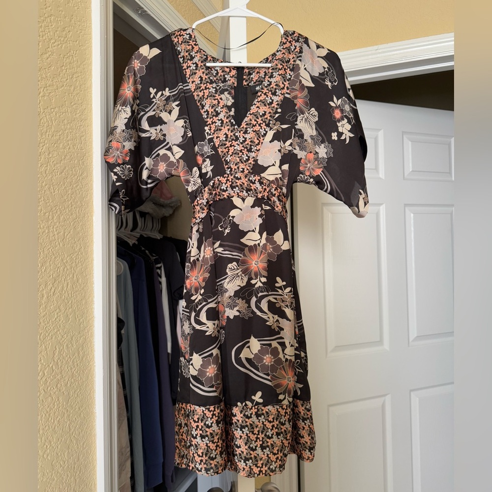 H&M Black and Pink Floral Maxi Dress